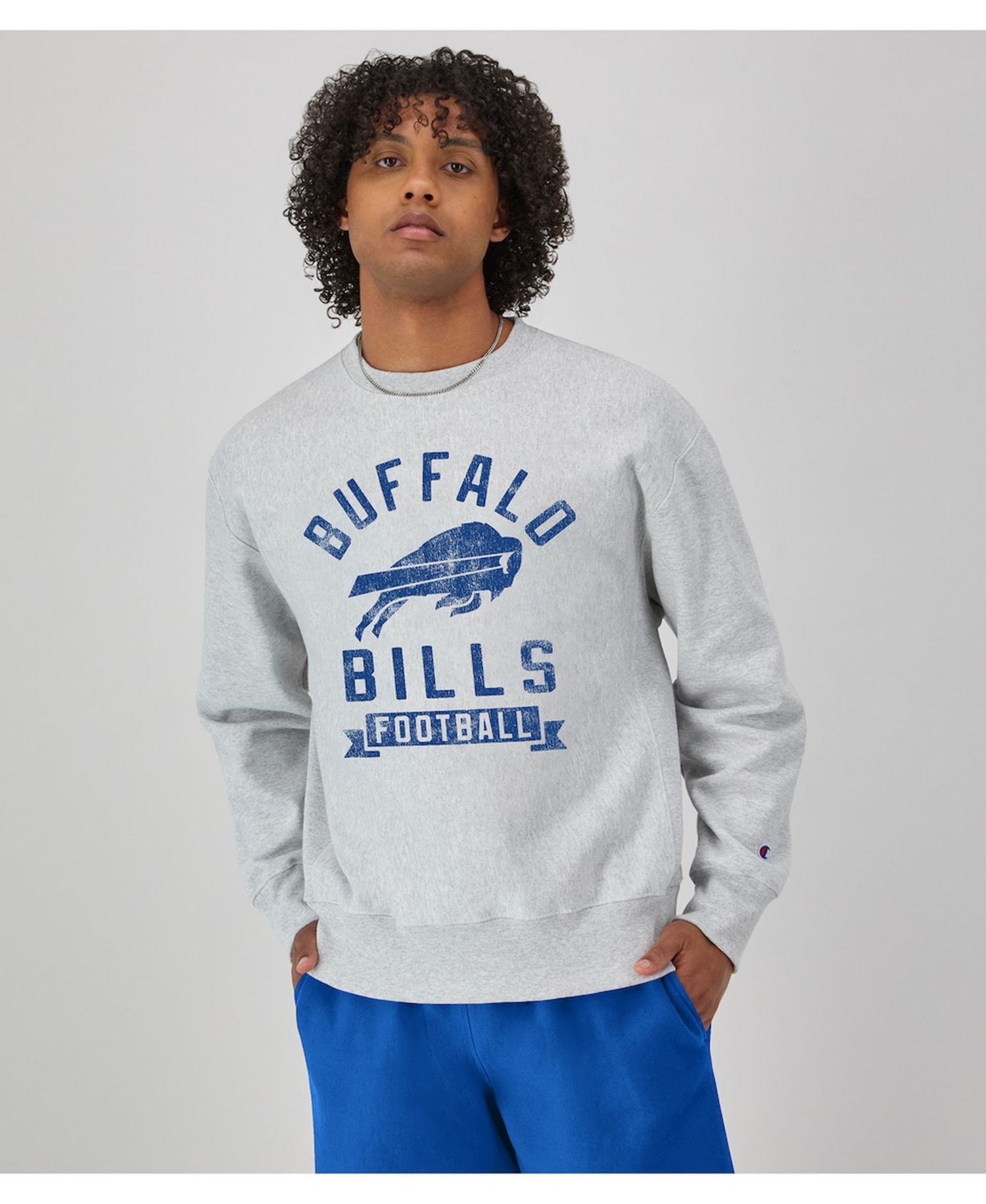 Men's Heather Gray Buffalo Bills Reverse Weave Fleece Pullover Sweatshirt
