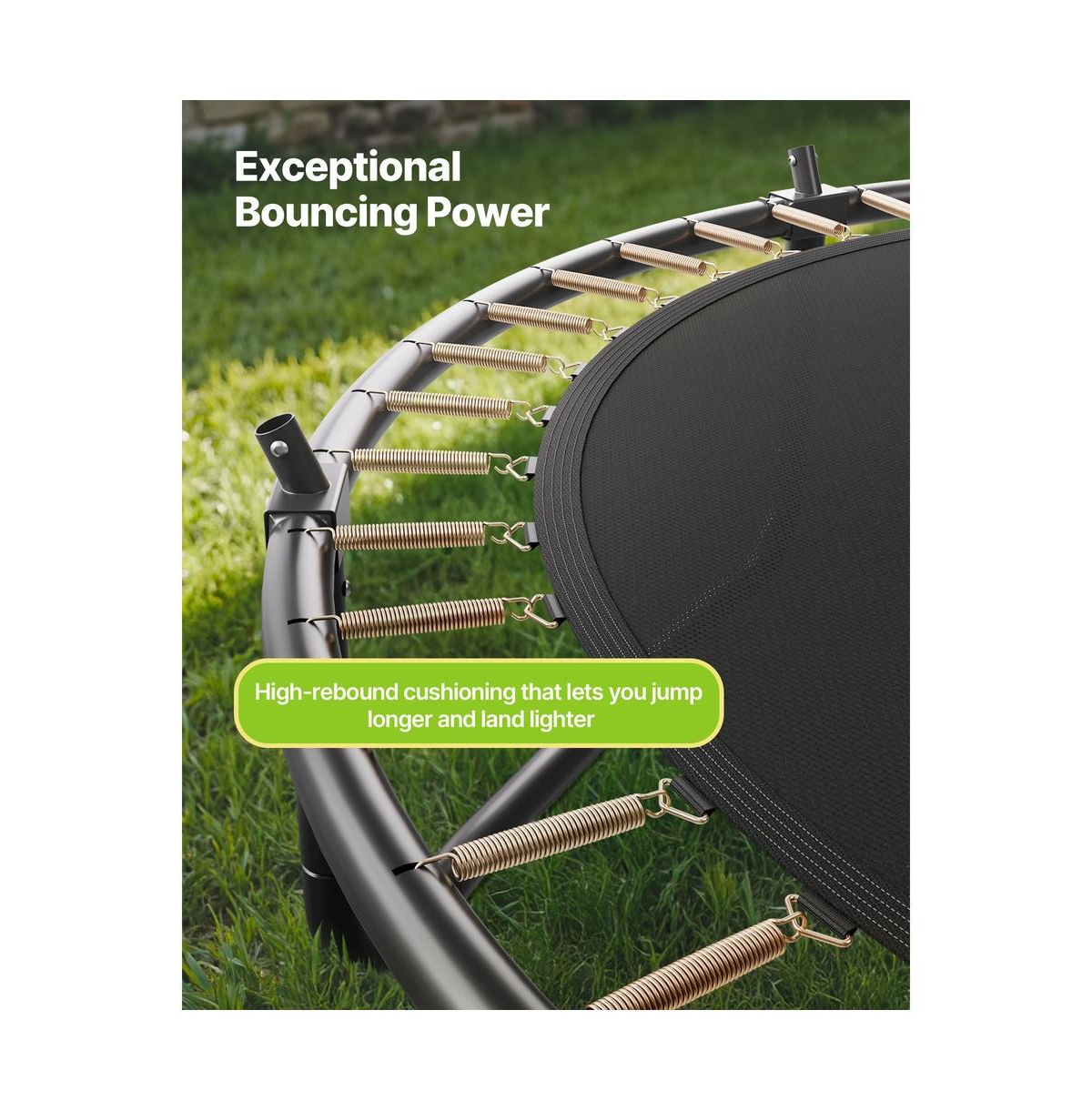 Ruie 8 ft Outdoor Round Trampoline with Enclosure Net Astm Approved 265 lb Capacity