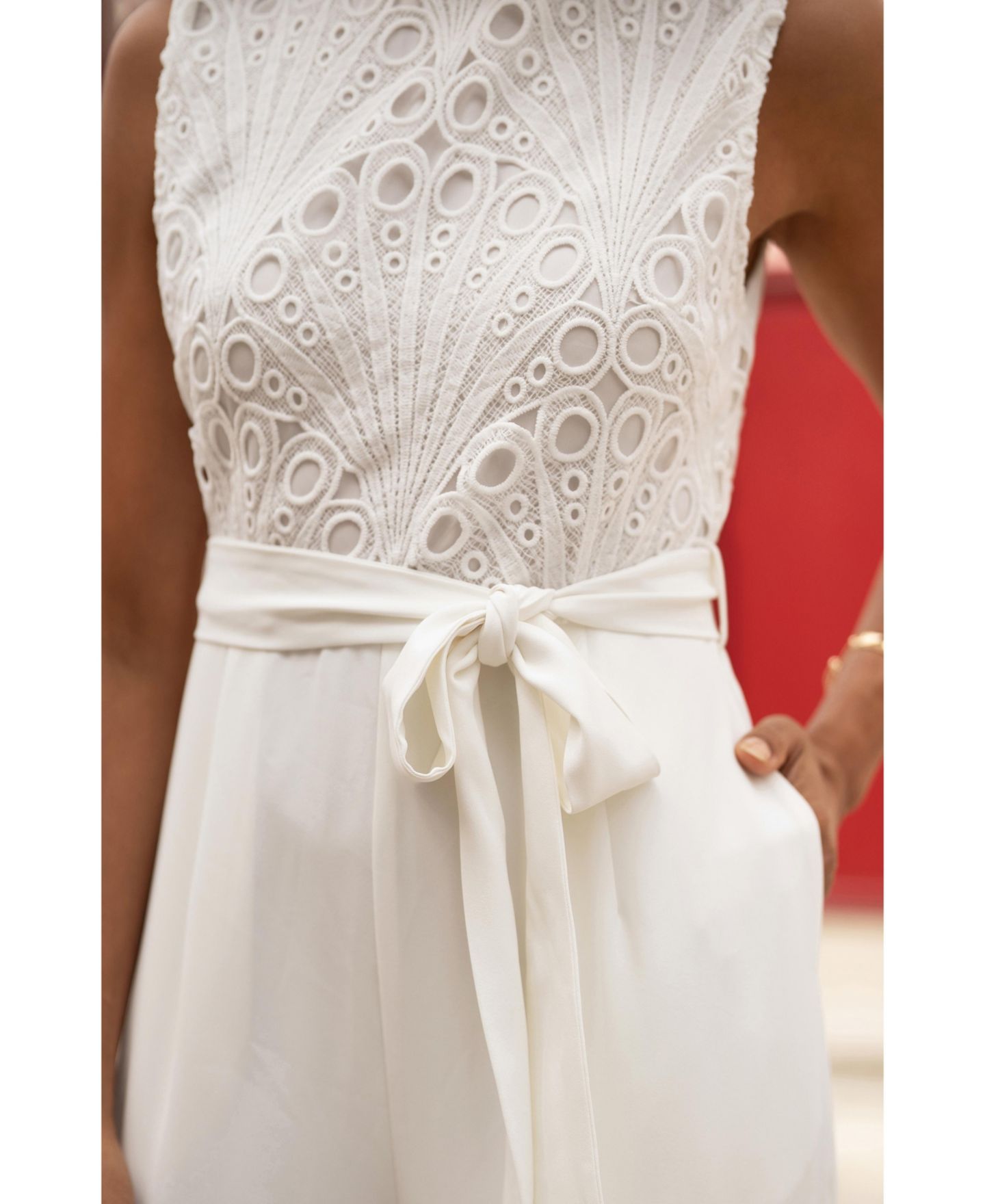 Женский комбинезон Yumi Lace Sleeveless, цвет: Слоновая кость — фото 7