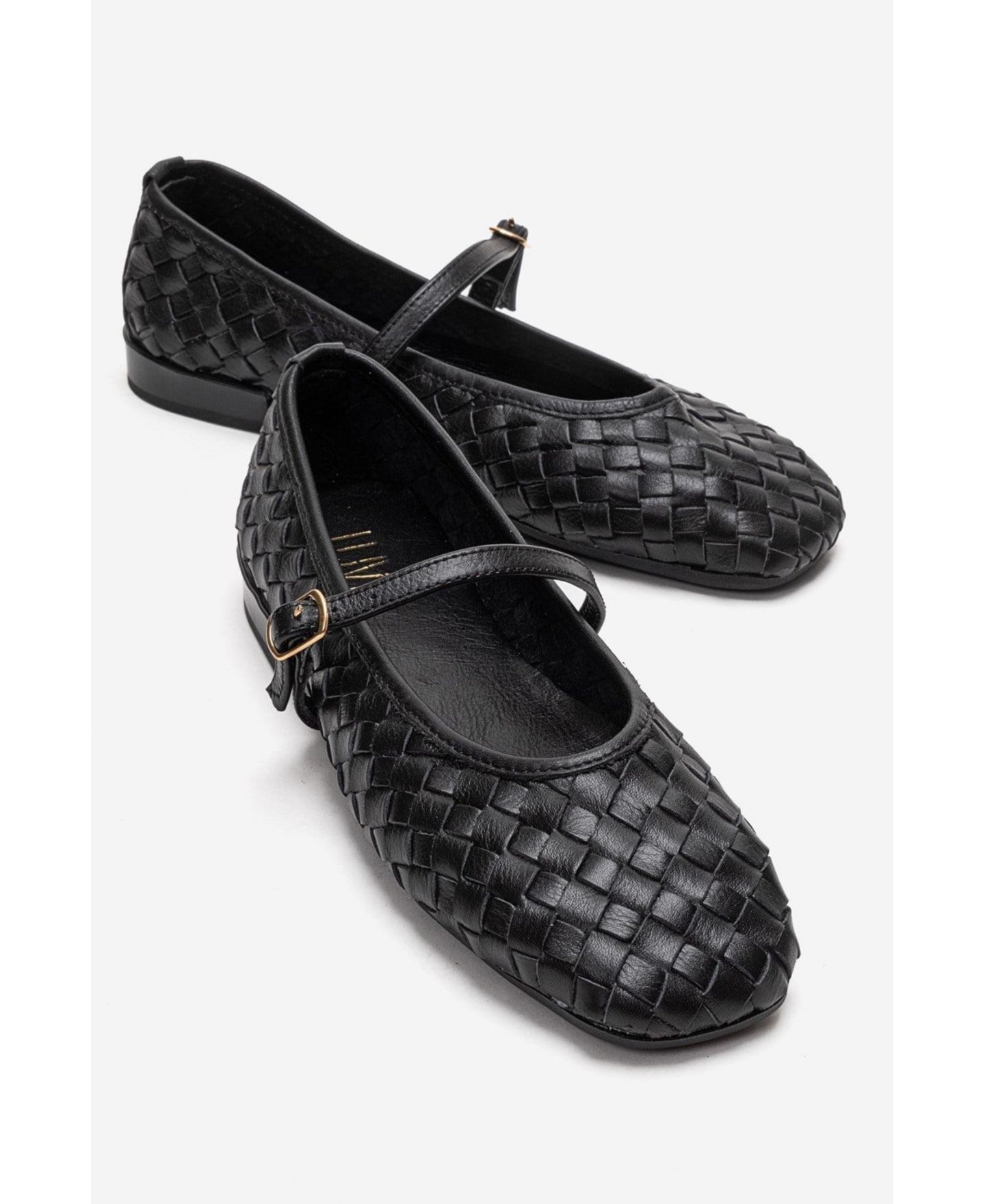 Женские кожаные балетки Forever & Always Shoes Yevora с плетёным ремешком, цвет: Чёрный — фото 4