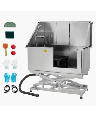 Electric Lift Dog Grooming Tub 50 inch Stainless Steel with Drain Board Right Door