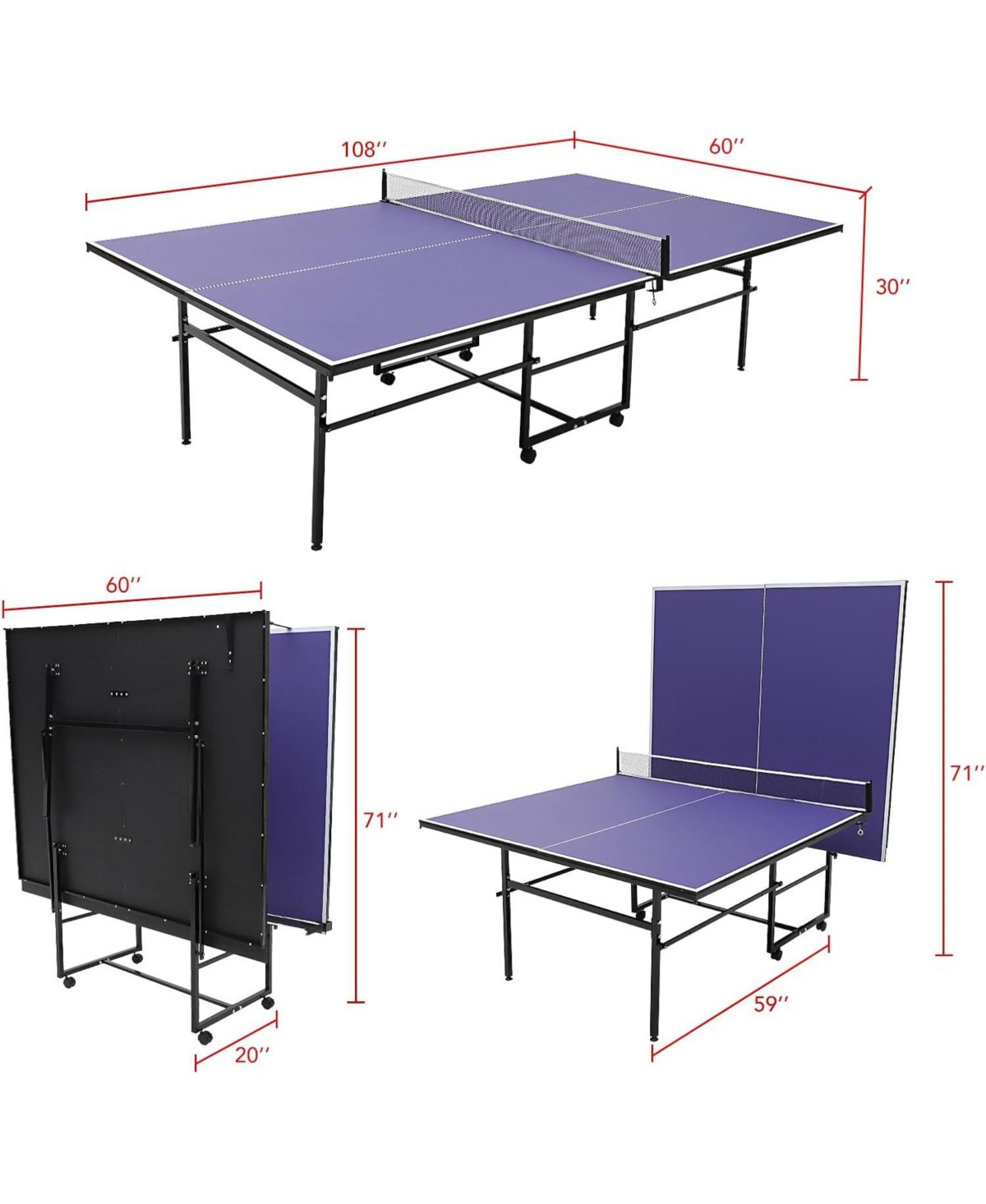 Xo Portable 9FT/8FT Table Tennis Table, Foldable Ping Pong Table with Net, Paddles and Balls, Quick Assembly Indoor Outdoor Game Set