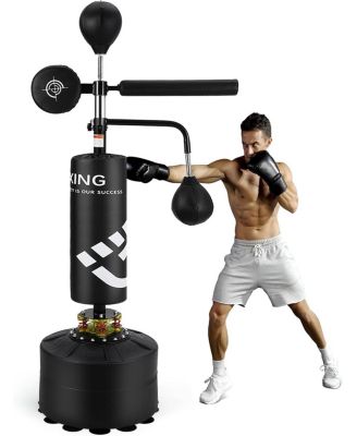 5-in-1 Punching Bag with Stand, Freestanding Heavy Boxing Bag with Suction Base, Adjustable Training Equipment for MMA Kickboxing Home Gym