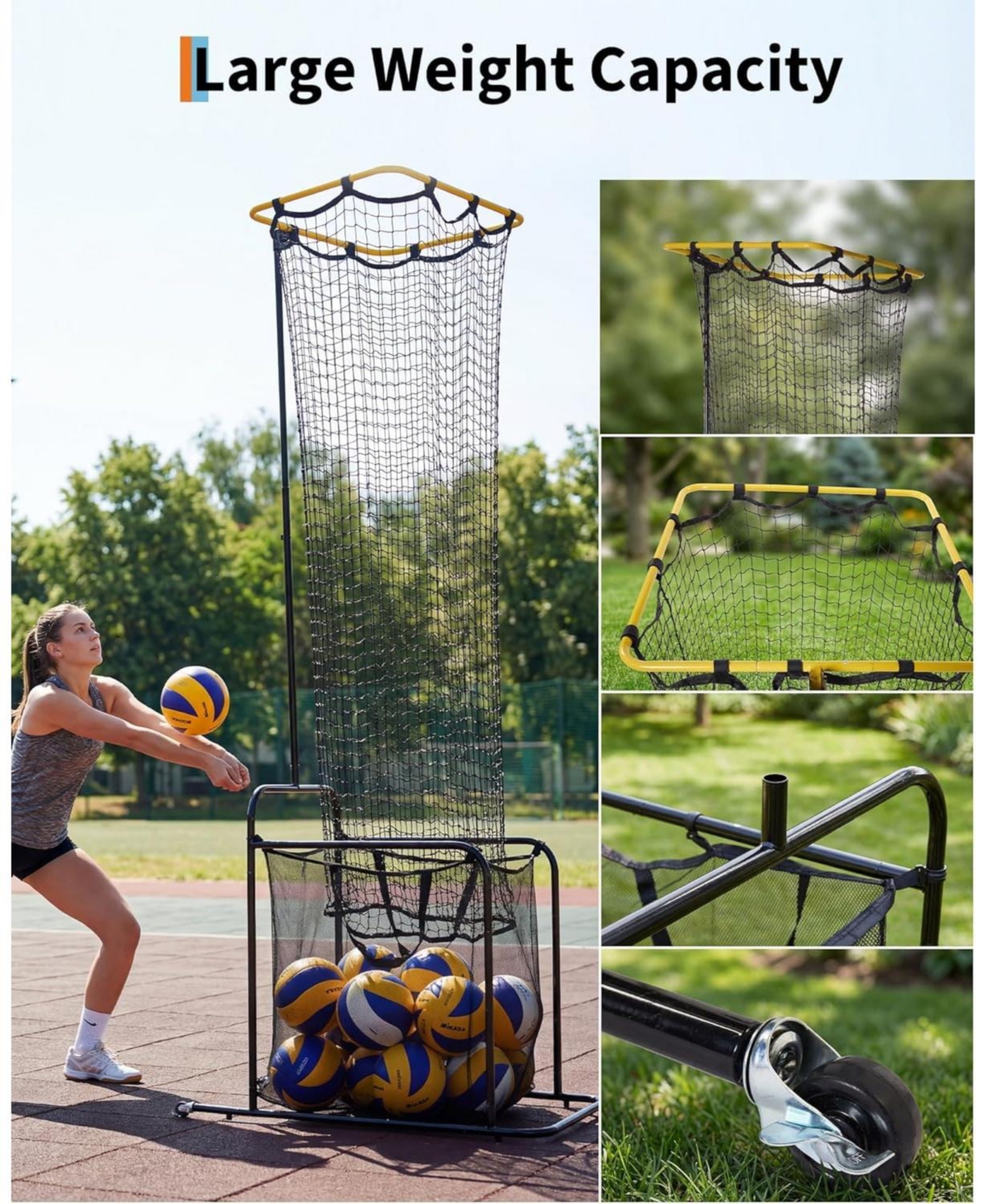 Xo Volleyball Setter Training Net, Portable with Wheels, Adjustable Height and 5 Angles, Indoor Outdoor Practice Equipment