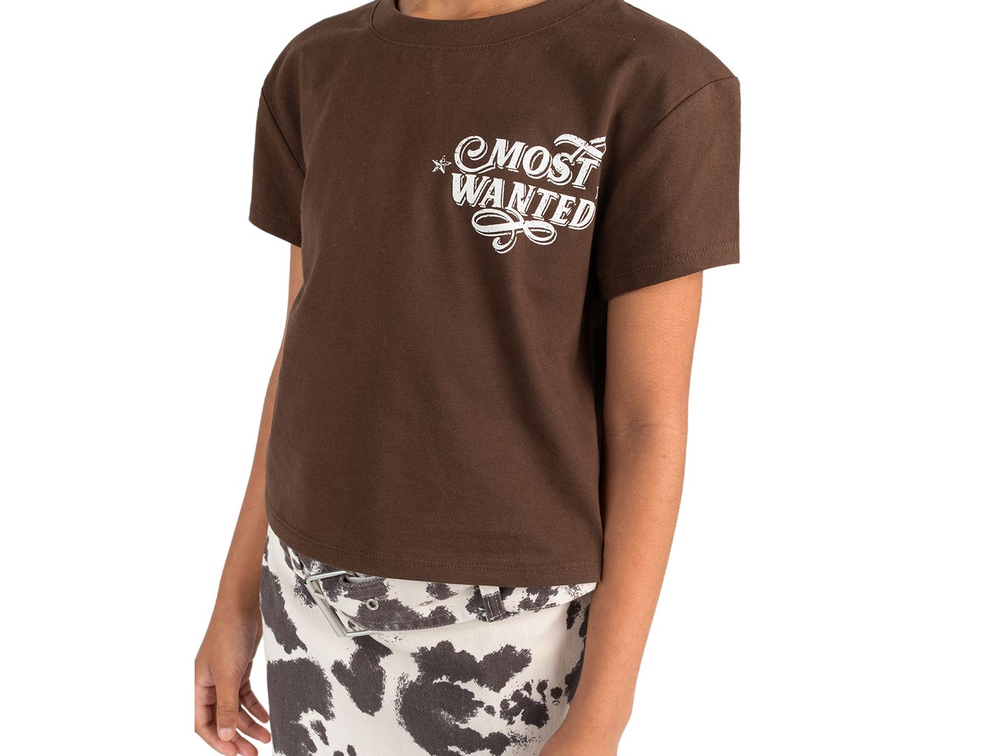 Tween Diva Girls' 7-12 Graphic T-Shirt and Cow Printed Twill Skort, 2-Piece Set, цвет: Коричневый — фото 2