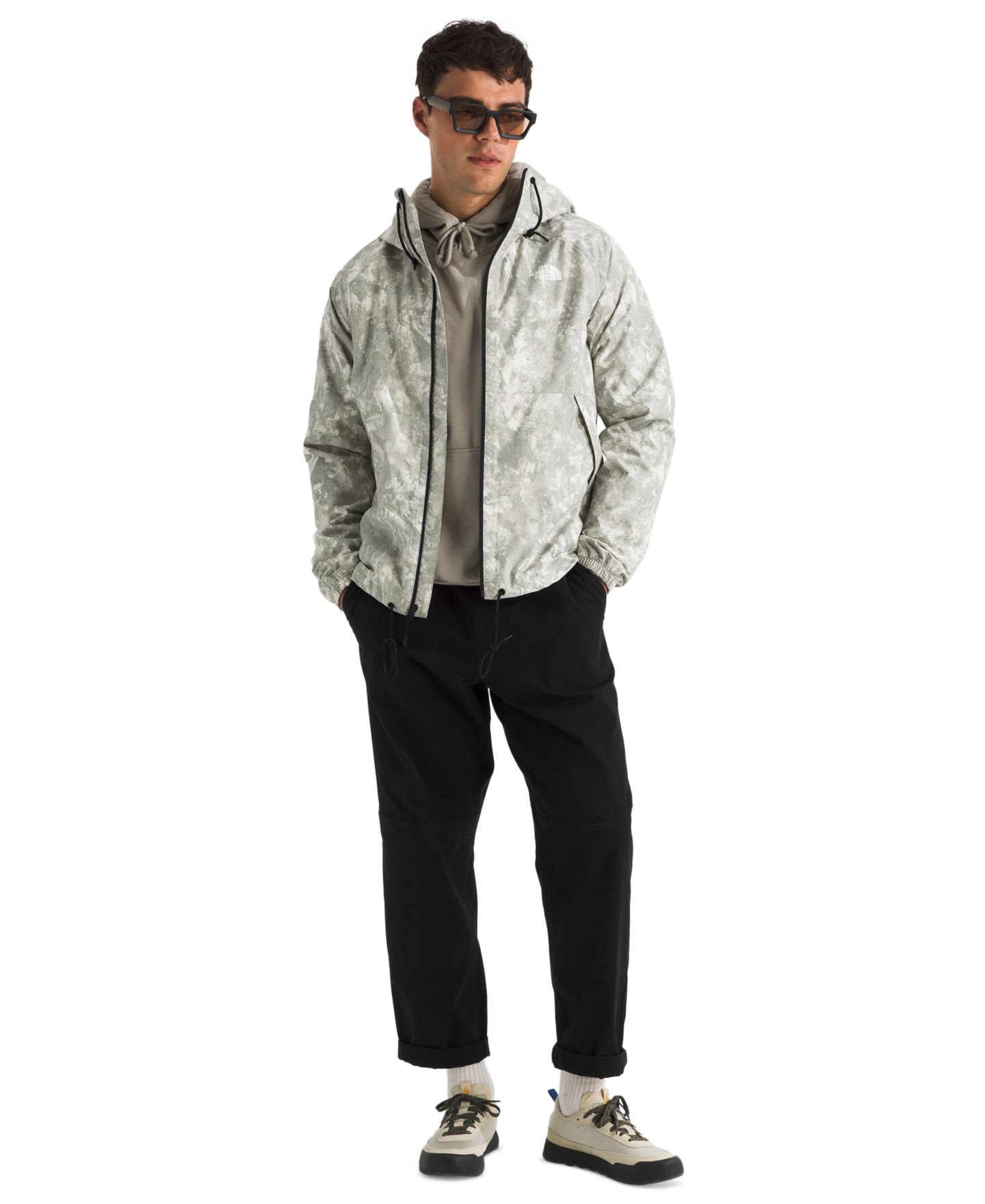 Мужская куртка The North Face Print Antora Rain Hooded, цвет: Каменный меловой с принтом — фото 2