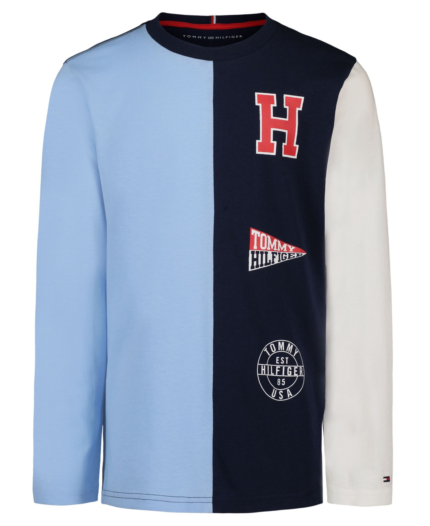 Boys' 8-20 Color-Block Logo Long-Sleeve T-Shirt