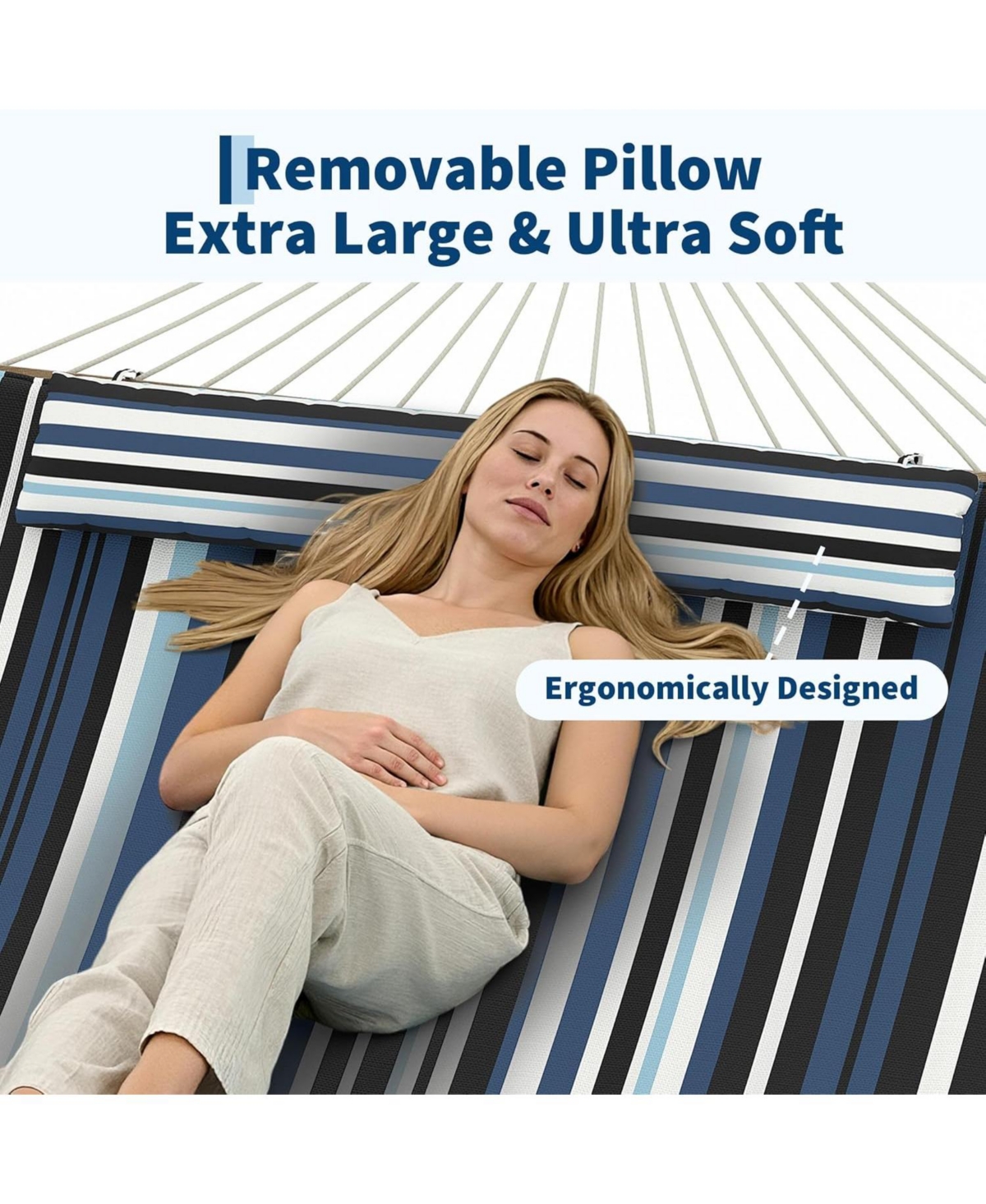 gaomon 2 in 1 Outdoor Hammock with Cotton Rope and Polyester Pad for Patio, Backyard, Garden, Beach