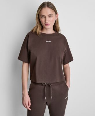 Women's Metallic Bubble Logo Drop Shoulder Pull-On T-Shirt
