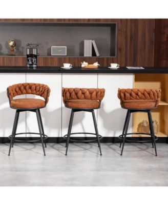 24" Bar Stools Set of 3, Modern Swivel Counter Height Bar Stools