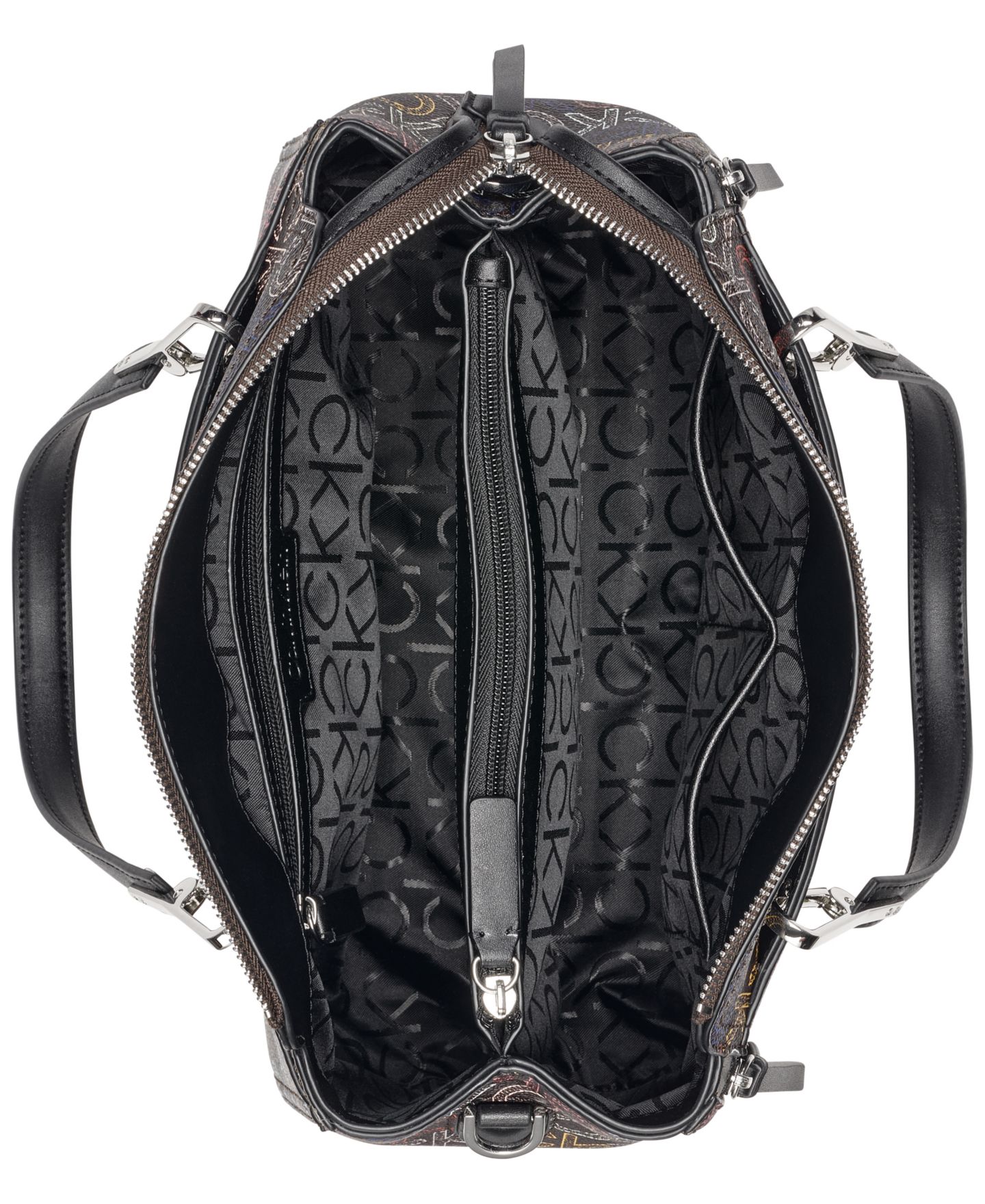 Женская сумка Calvin Klein Garnet Zipper Medium Satchel Handbag, цвет: Коричневый разноцветный — фото 4