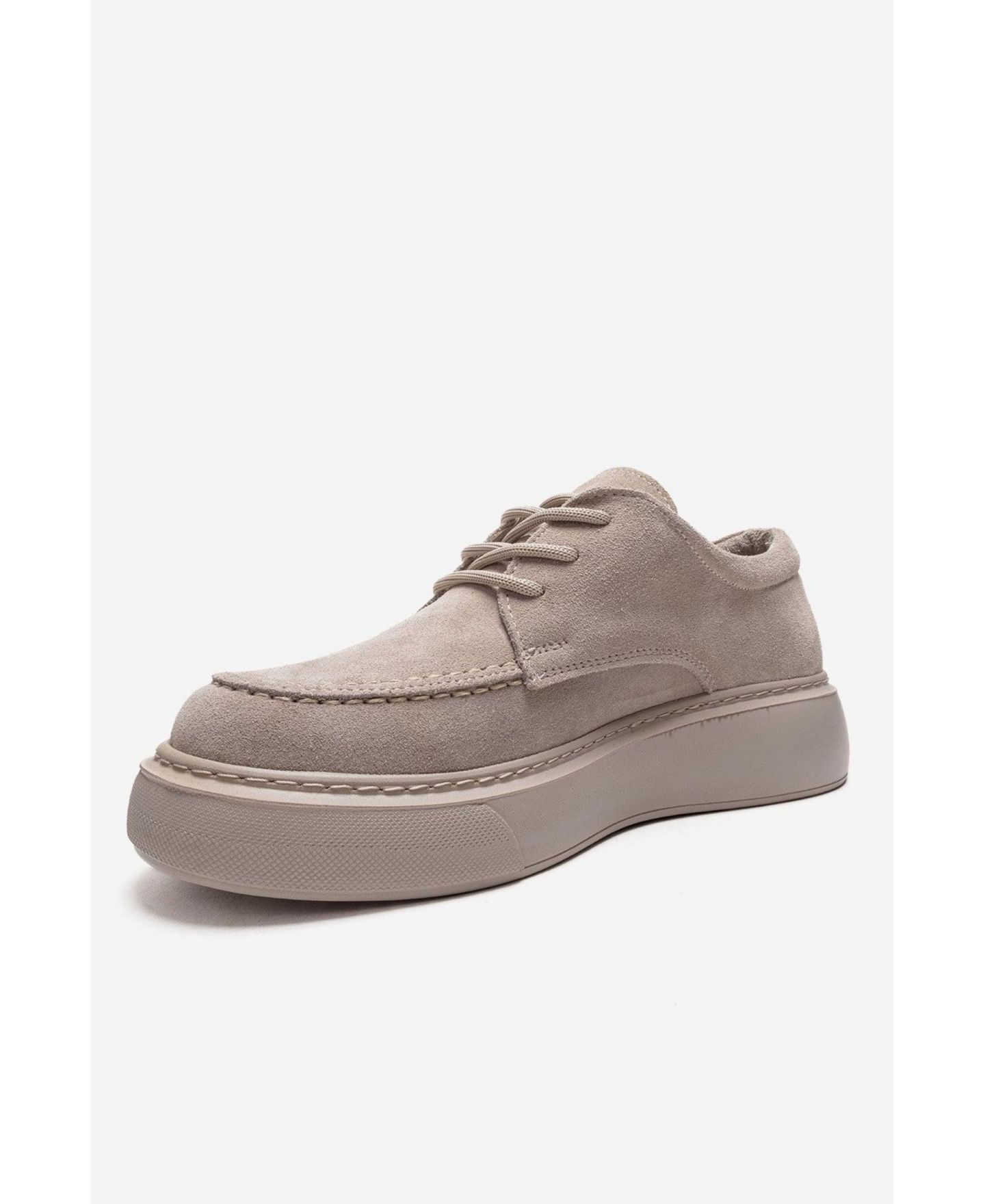 Женские кожаные кроссовки Forever & Always Shoes Mareon на шнуровке, цвет: Бежевый замшевый — фото 7