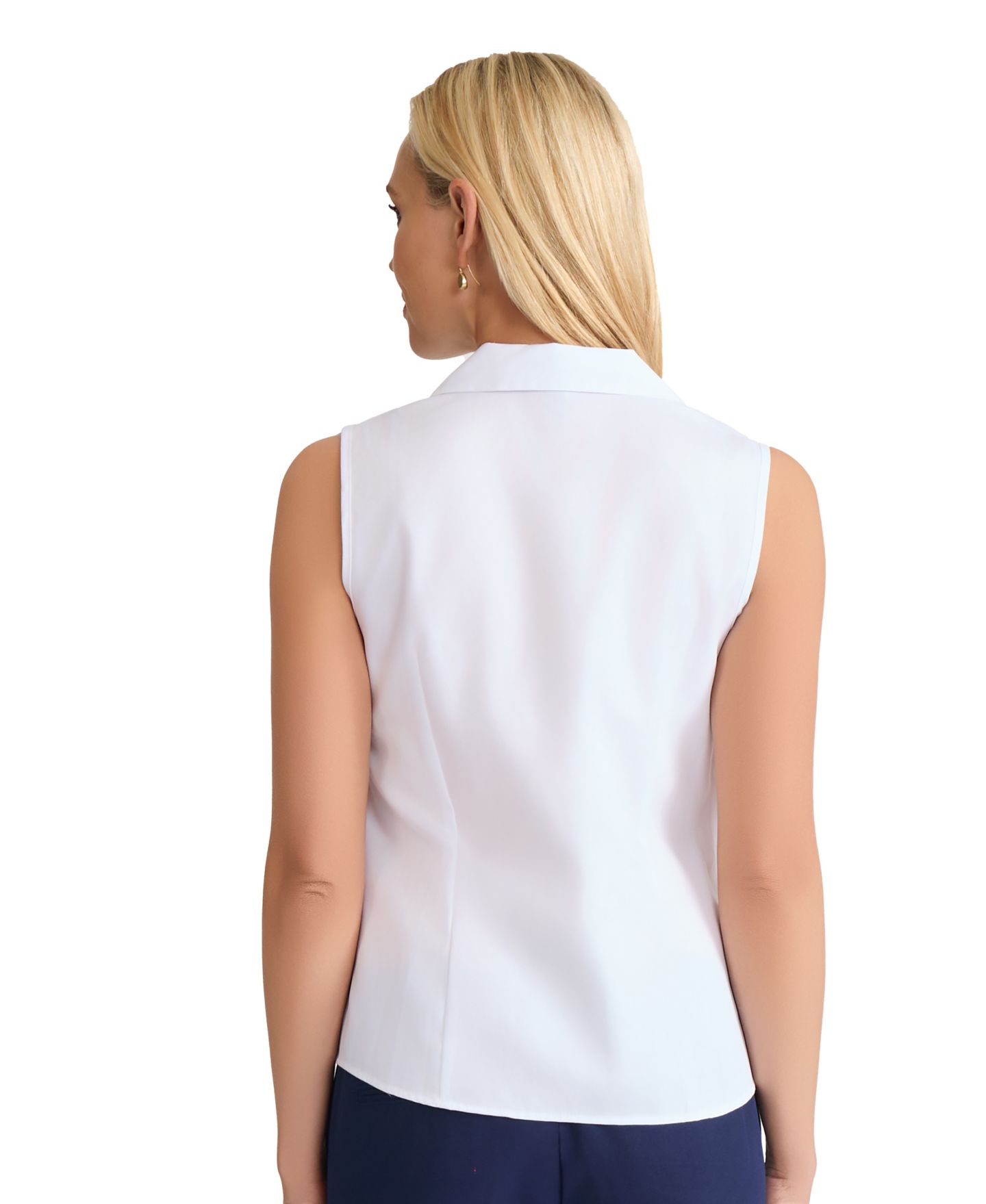 Женская рубашка Jones New York Cotton Easy-Care Sleeveless Shirt, цвет: Белый — фото 4