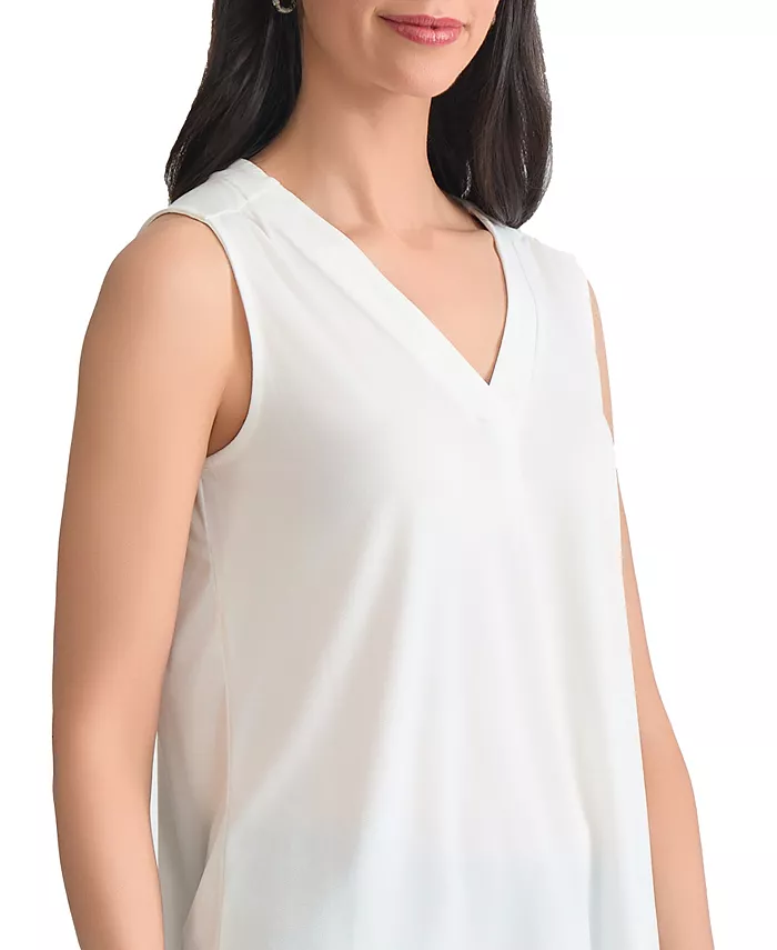 Women's Crepe Sleeveless V-Neck Top - thumbnail 3