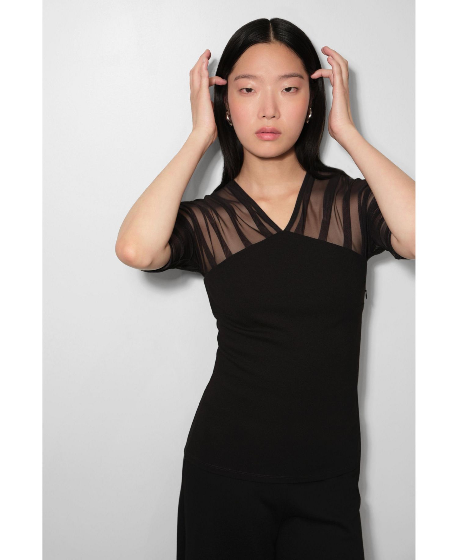 Women's Reva Sheer Mesh-Sleeve Evening Top