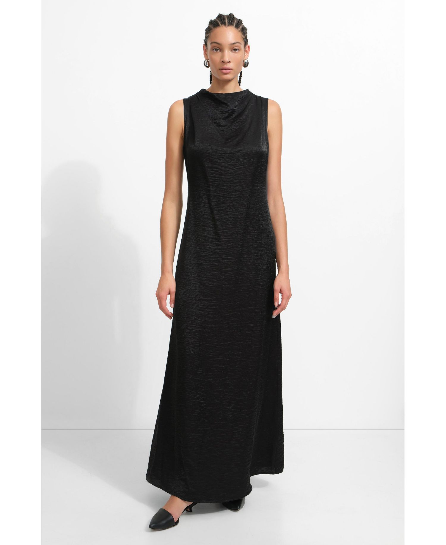 Women's Senna High-Neck Sleeveless Draped Floor-Length Evening Gown