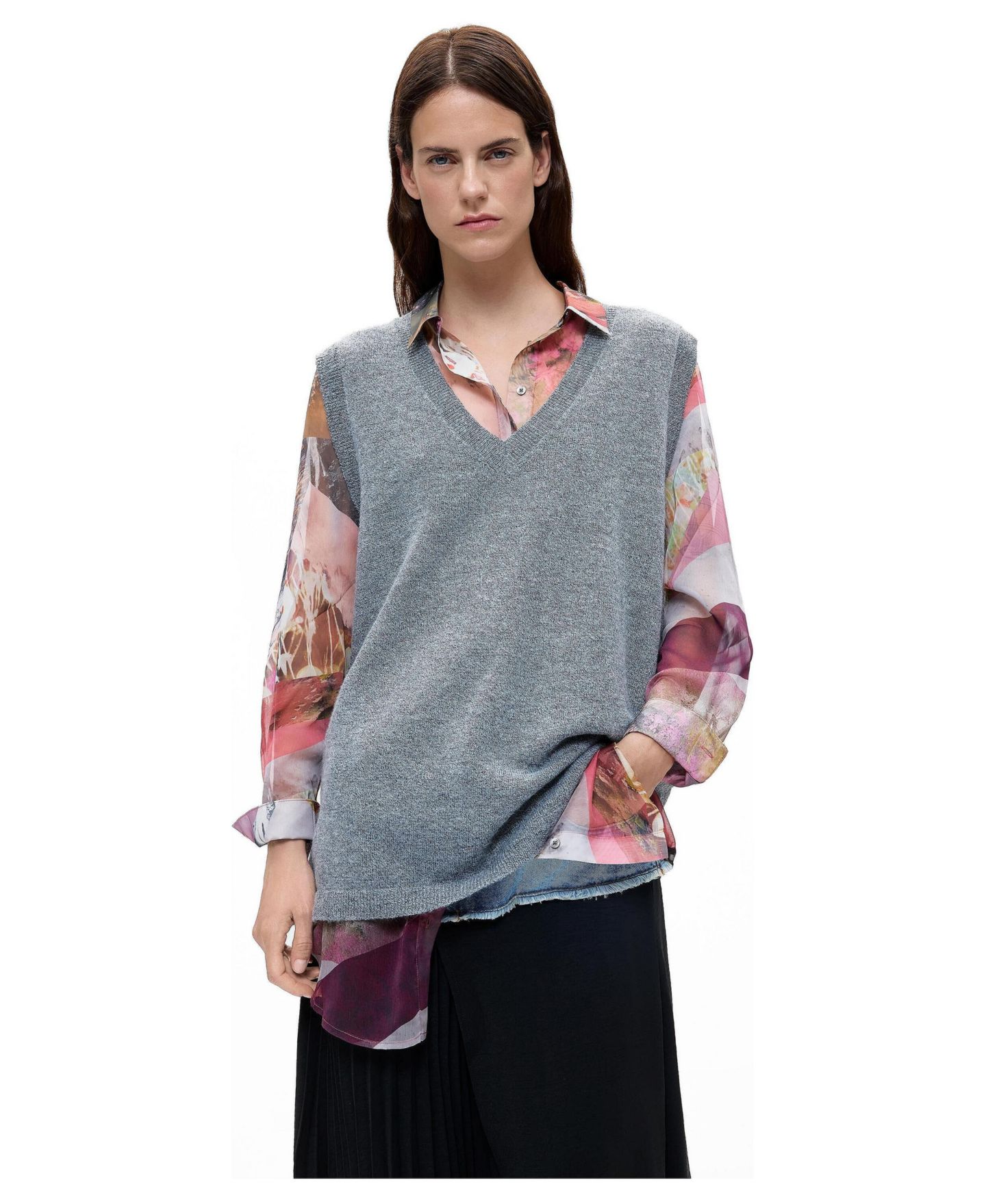Женское платье Desigual Combined Shirt Dress, цвет: Тёмный серый — фото 1
