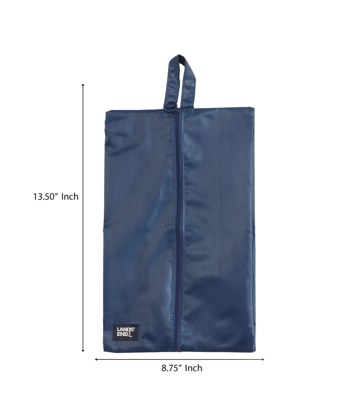 Lands' End Shoe Bags for Travel Set of 2, Polyester Canvas Shoe Travel Bag with Zipper Closure (Navy)
