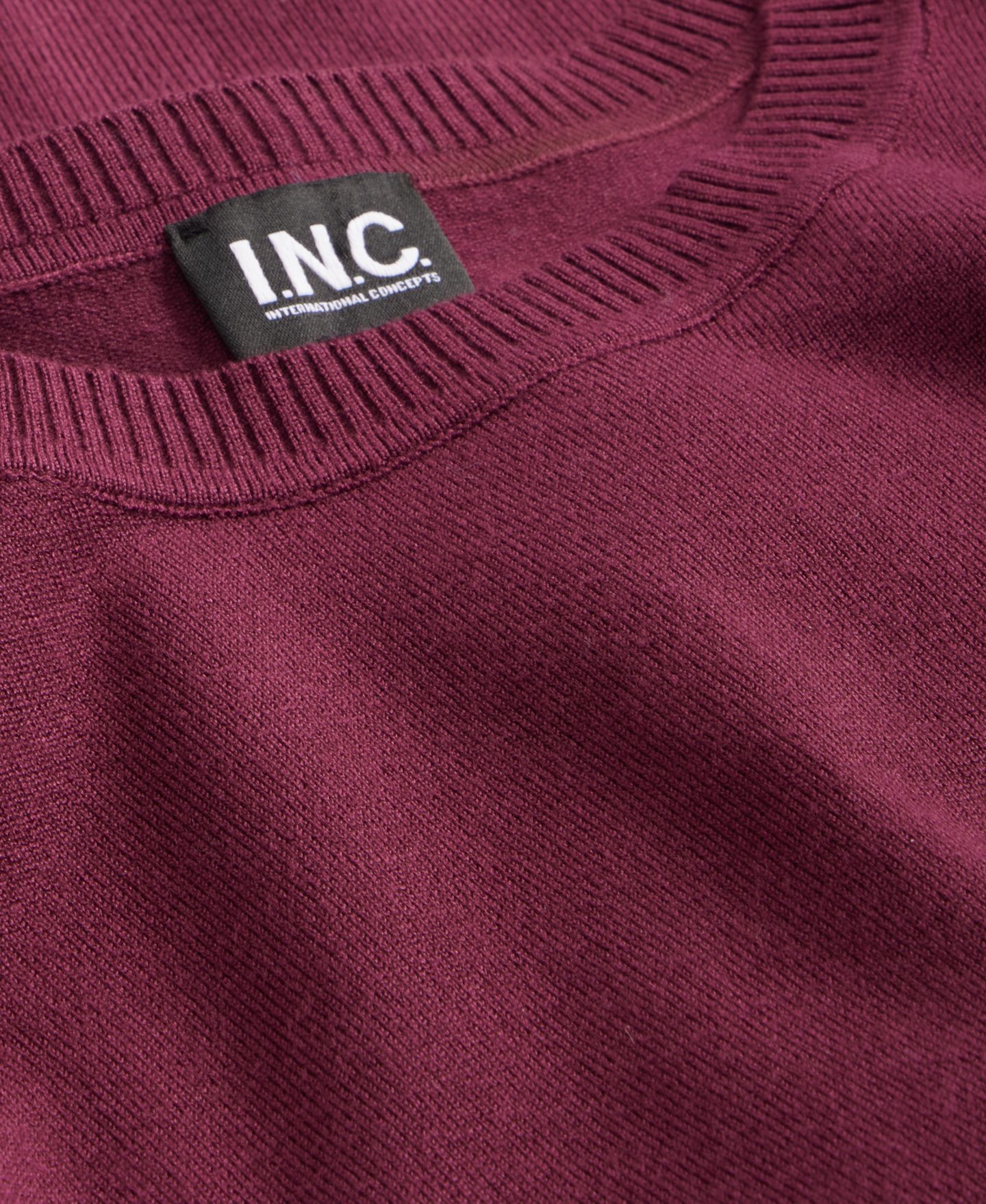 Женский свитер I.N.C. International Concepts Petite Fitted Long-Sleeve Crewneck, цвет: Ягодный винный — фото 6