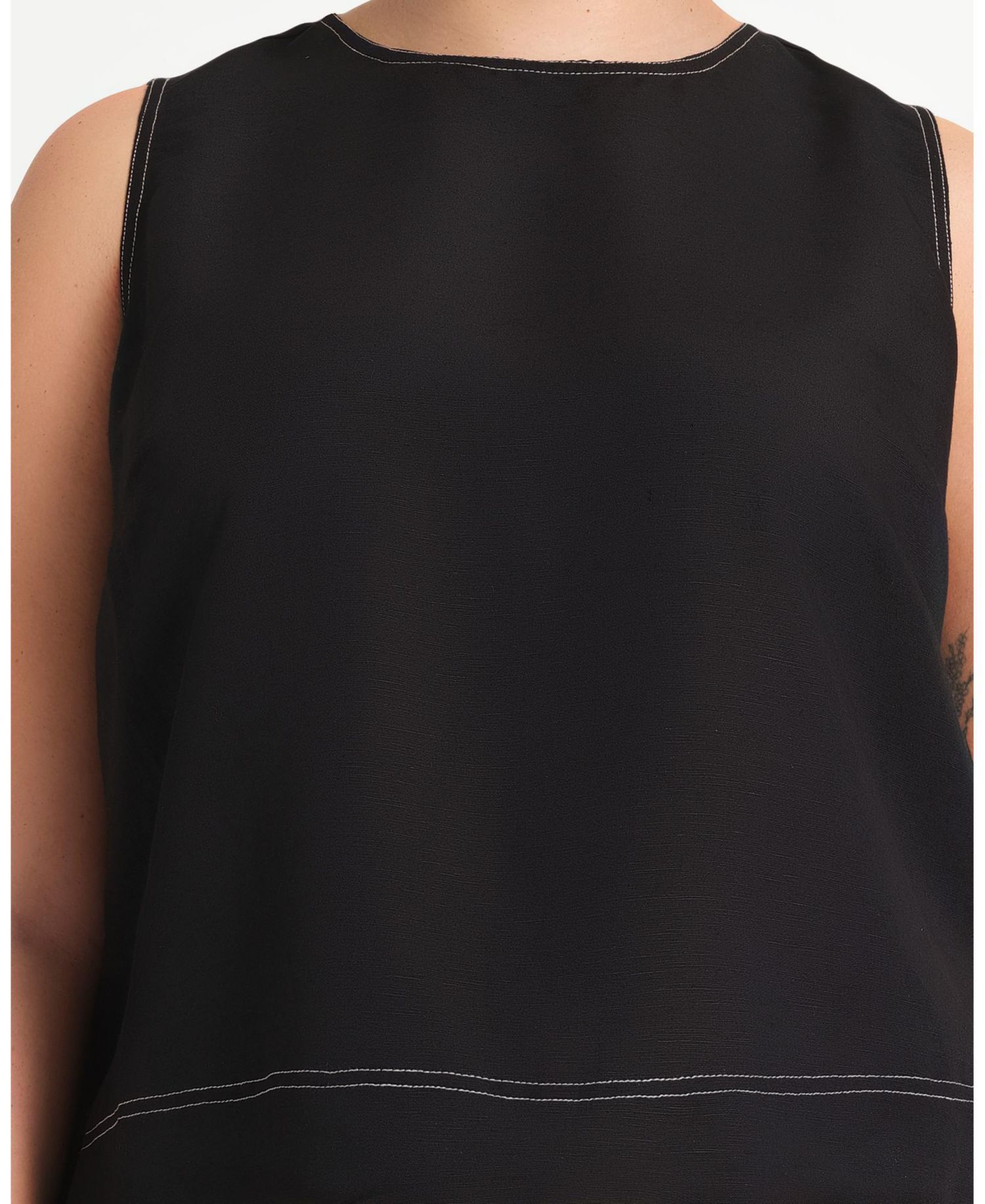 Women's Shae Linen Contrast Crew Tank Top