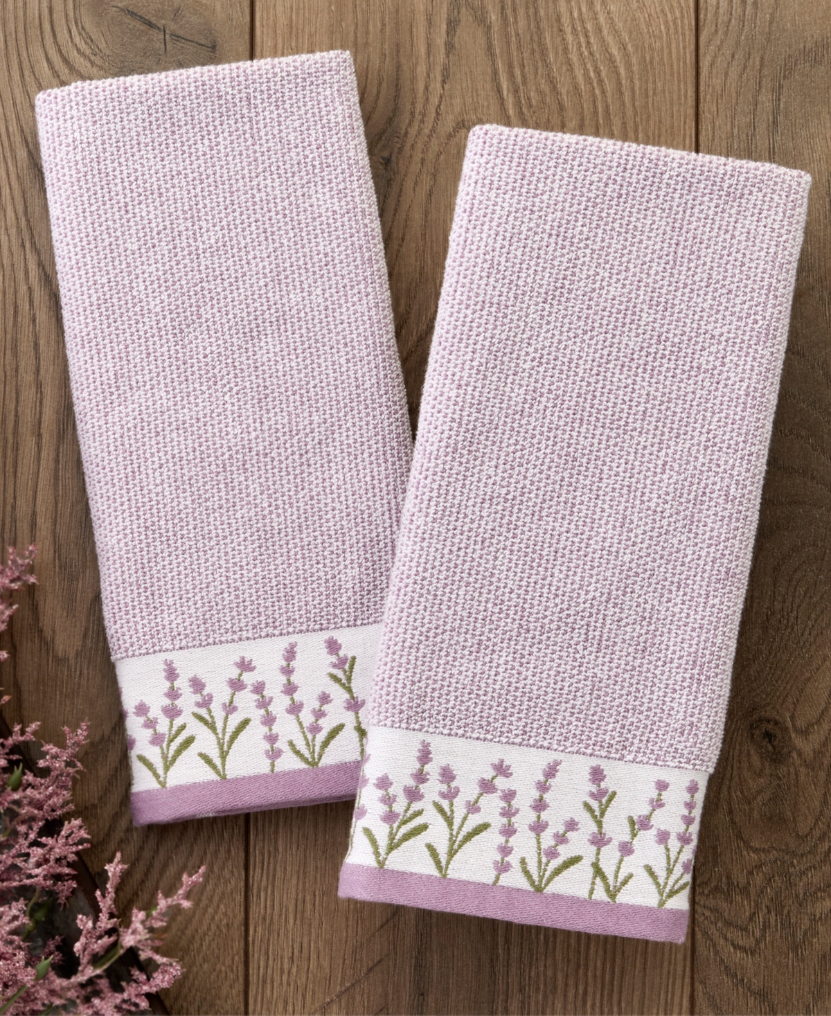 Skl Home Lavender Border Hand Towel Curved 2-Piece Hand Towel Set
