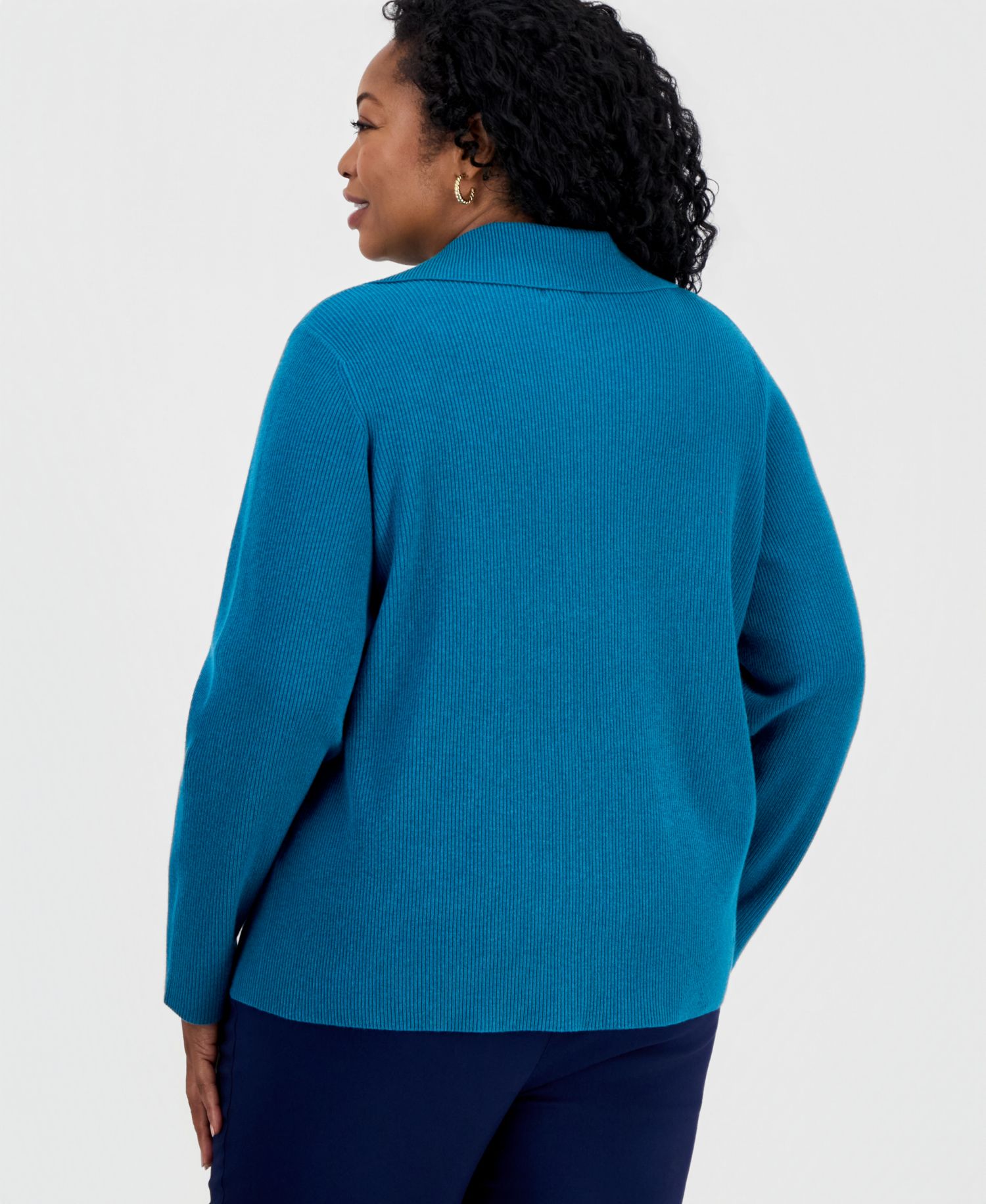 Petite Collared Long-Sleeve Button Cardigan