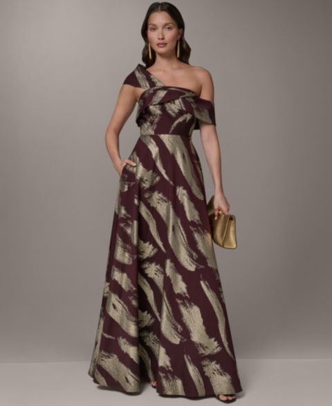 Женские платья Donna Karan New York Petite One-Shoulder Ball Gown, цвет: Бледный золотой
