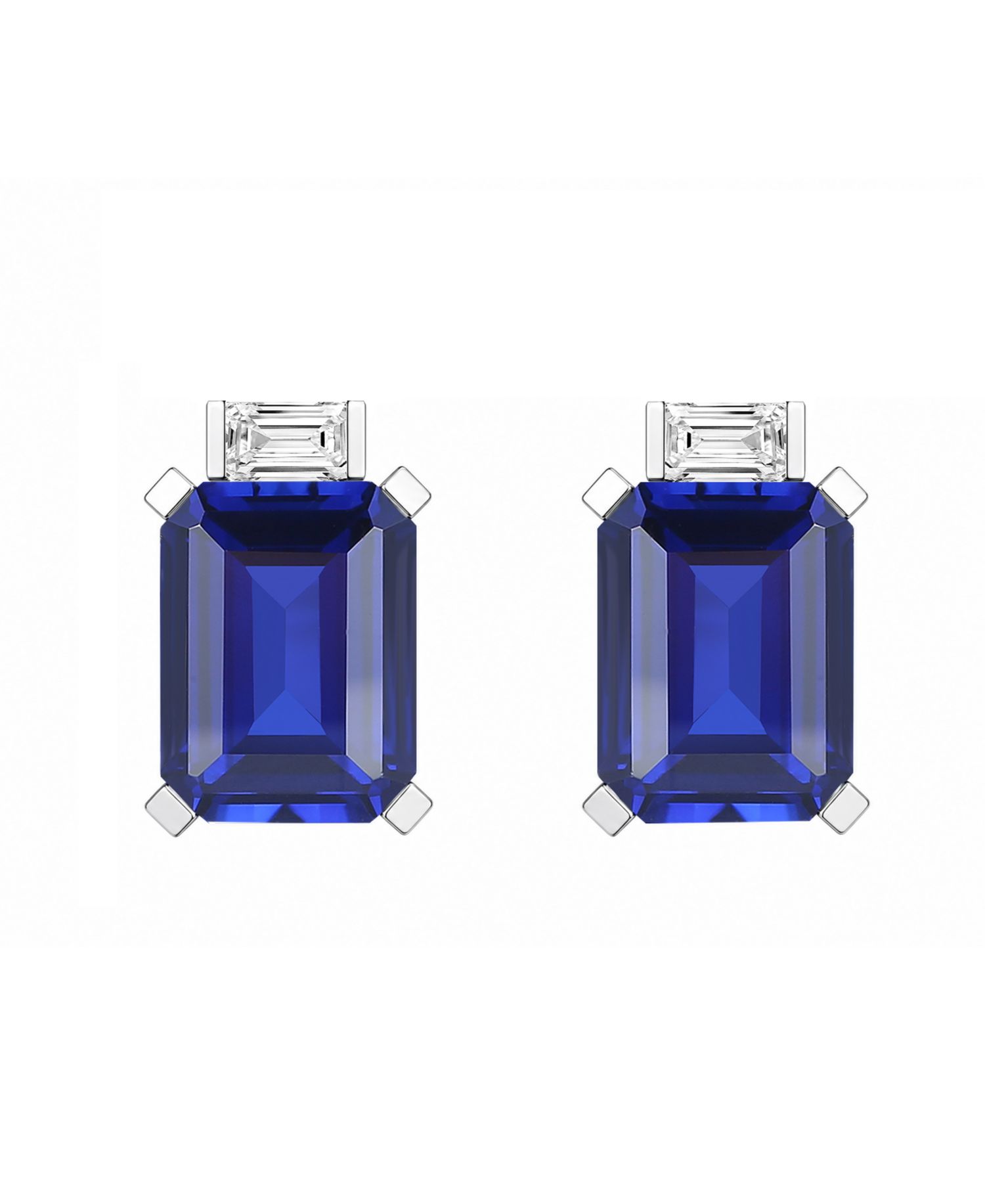 Lab-Grown Sapphire (2-1/3 ct. t.w.) & Lab-Grown White Sapphire (1/10 ct. t.w.) Earrings in Sterling Silver