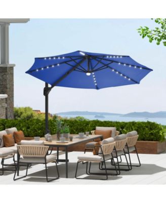  10Feet Solar LED Cantilever Patio Umbrella, 360degree(s) Rotation, UV Protection for Backyard, Deck, Pool
