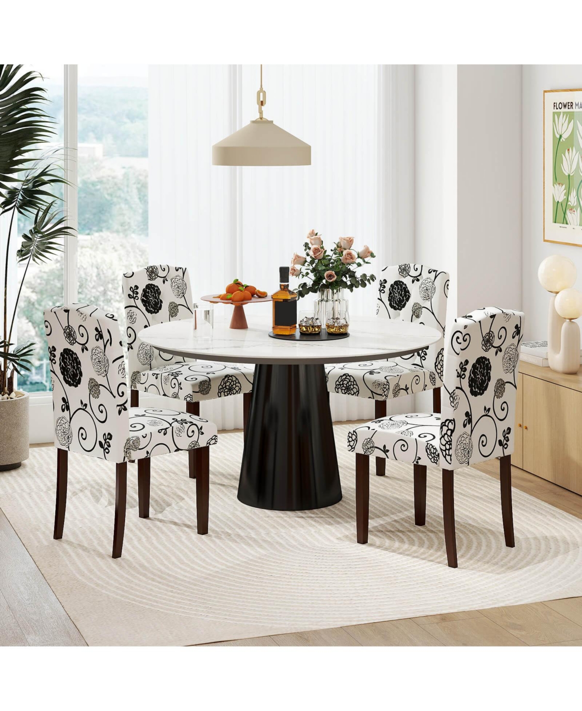 Costway Wooden Dining Chair with Rubber Wood Legs Padded Seat S Springs