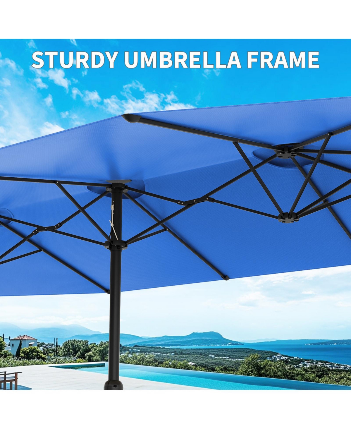gaomon 13 Feet 3-Head Outdoor Patio Umbrella for Poolside, Lawn and Backyard, Without Base