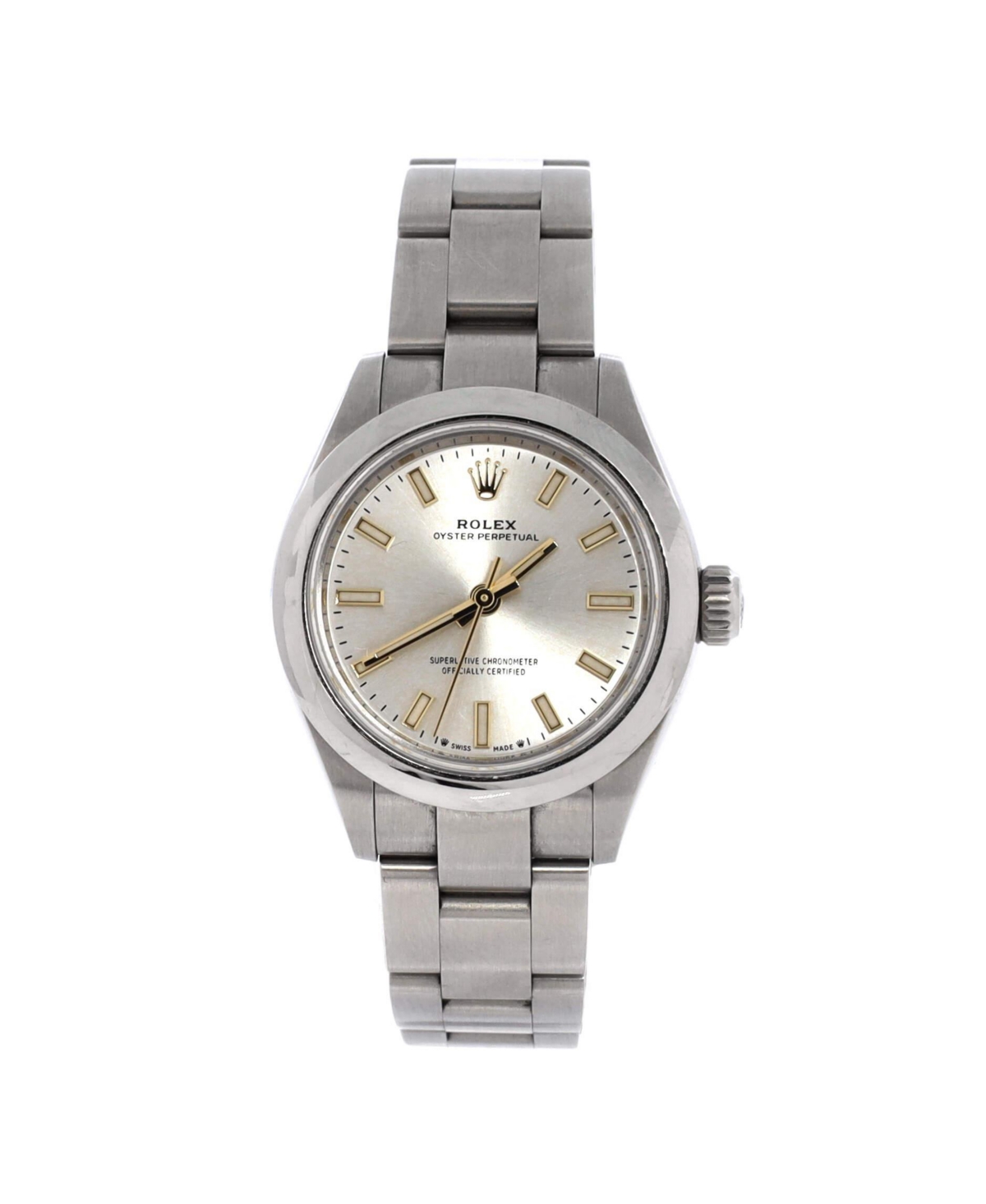 PreOwned Rolex Oyster Perpetual Automatic Watch in Stainless Steel 28mm  Dial color silver