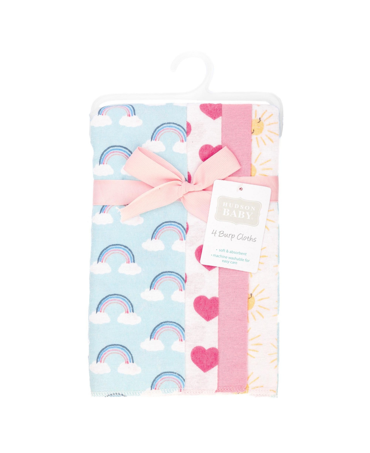 Hudson Baby Girl Cotton Poly Flannel Burp Cloths 4-Pack
