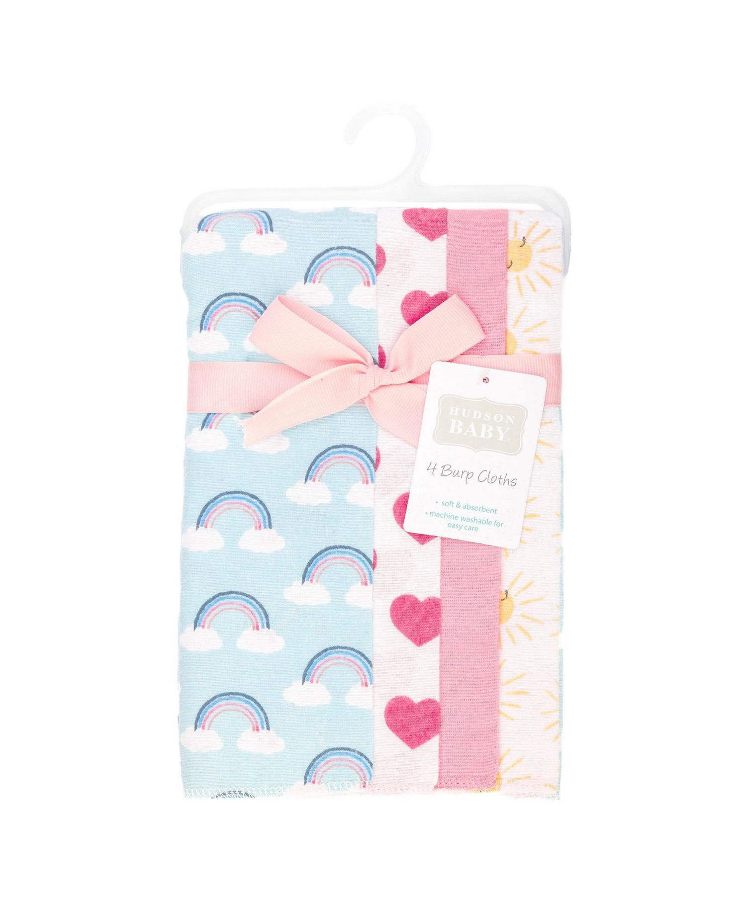 Girl Cotton Poly Flannel Burp Cloths 4-Pack