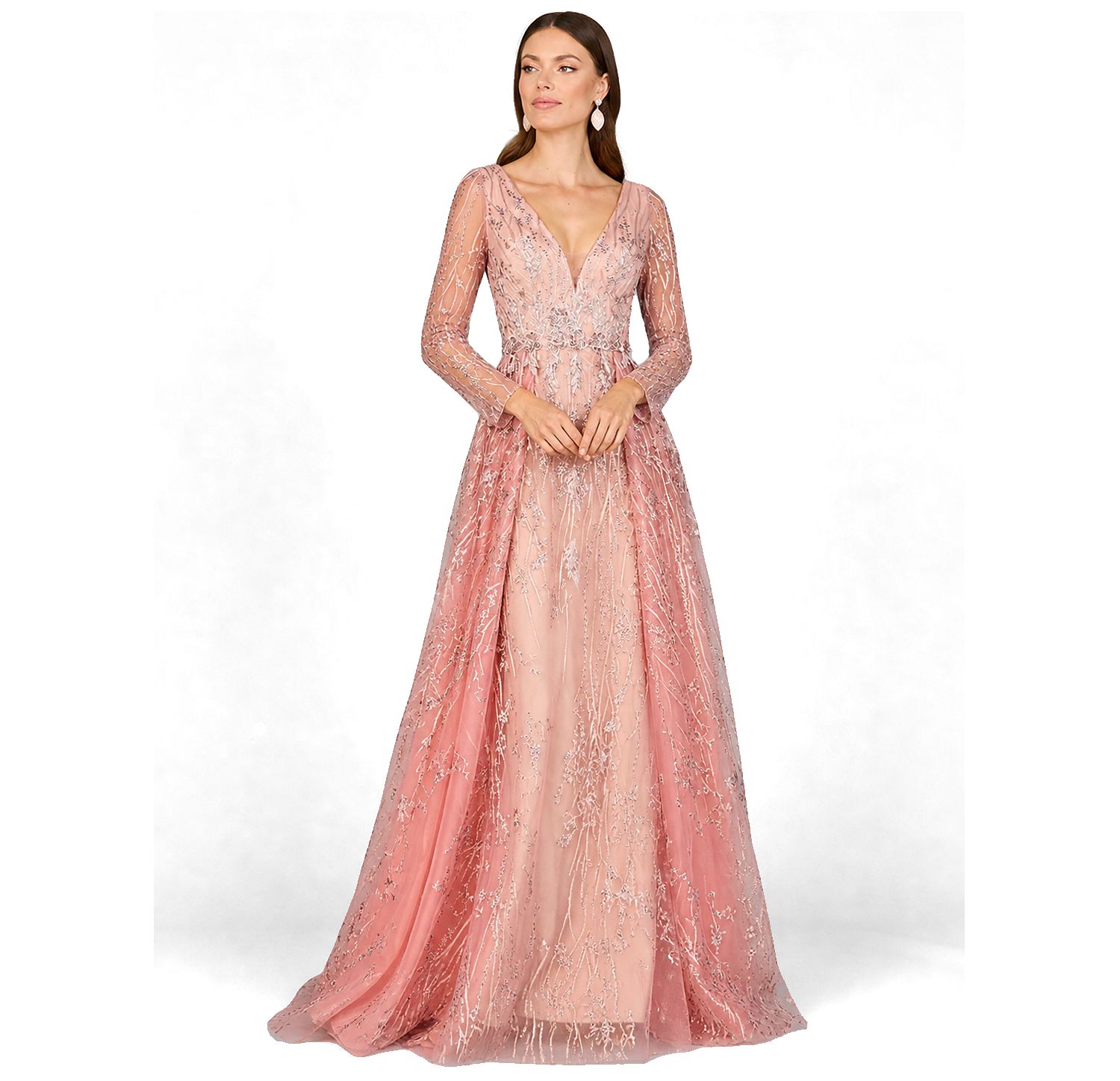 Women's Elegant Overskirt Dress with Long Sleeves