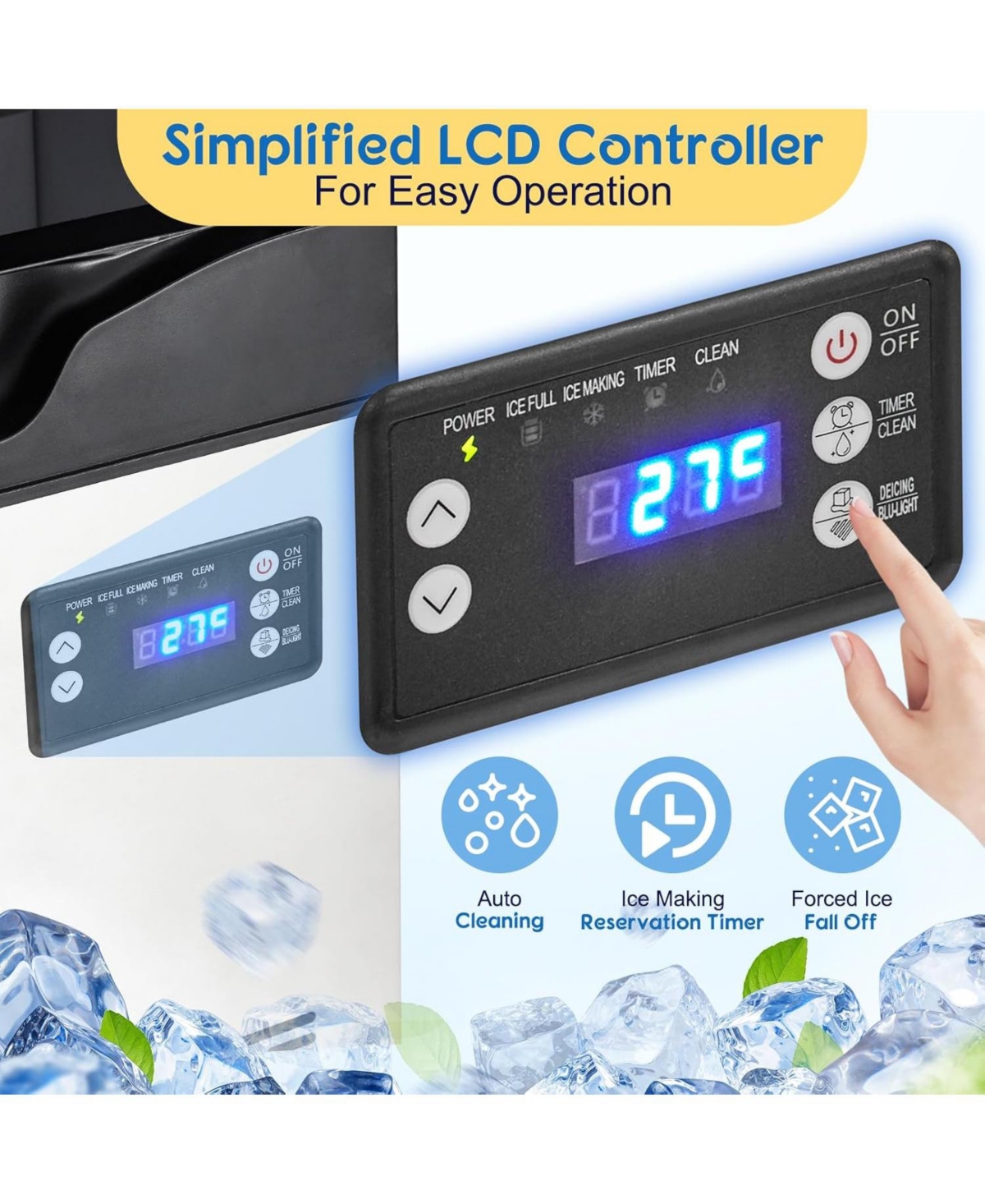 Gaomon 100 lb/24 Hour Commercial Ice Maker with 33 lb Ice Bucket - Water Cooled Undercounter Ice Maker for Restaurant, Bar, Cafe