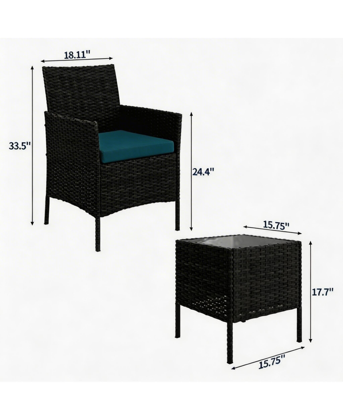 gaomon 3-Piece Outdoor Furniture Set, Pe Rattan, All-Weather Patio Set for Garden Backyard Porch