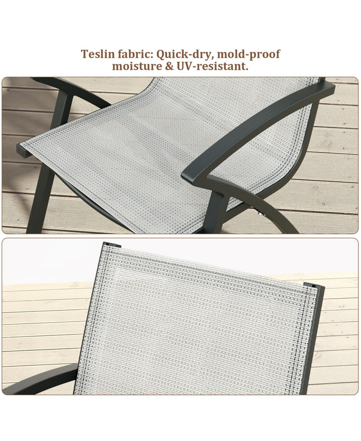 gaomon Aluminum Patio Dining Chairs Set Stackable and All-Weather Quick Dry Textilene Mesh Ergonomic Support for Garden Backyard