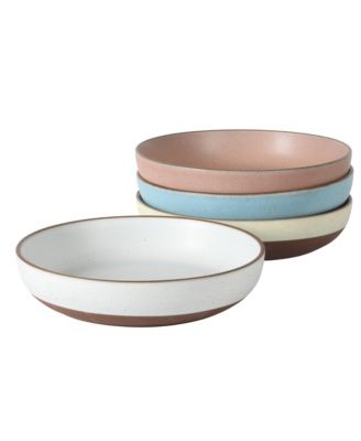 William Crest 4 Piece Dinner Bowl Set, 8.5 inch Round Reactive Stoneware Bowls, Large Soup, Pasta & Salad Bowls