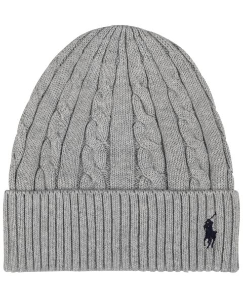 Мужская шапка Polo Ralph Lauren Cashmere Cable Beanie Hat, цвет: Меланжевый