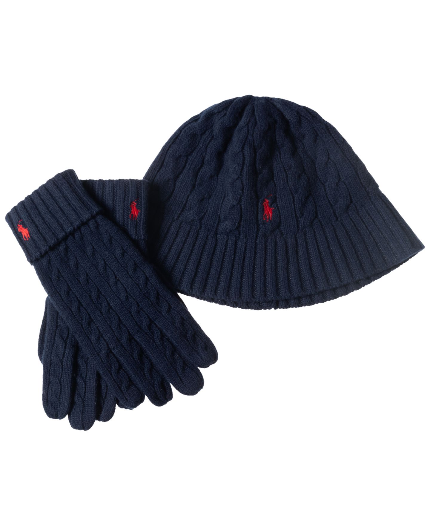 Мужские комплекты Polo Ralph Lauren Wool Blend Cable Bucket Hat and Gloves, 2-Piece Set, цвет: Тёмно-синий — фото 2