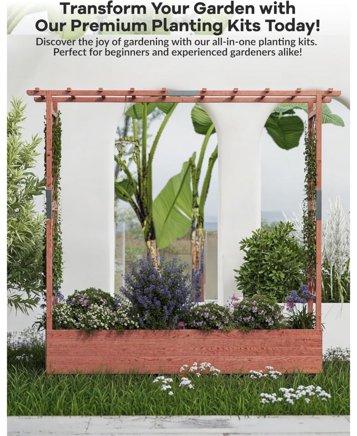 Xo Elevated Wooden Garden Bed with Trellis and Roof