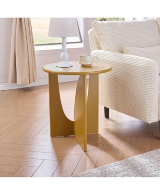 Round Side End Table - Wooden Accent Side Table with Compact Slim Design for Living Room, Bedroom, or Office