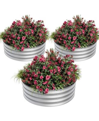 Heavy-Duty Round Metal Raised Garden Bed 2x1 ft, Galvanized Planter Box Set, Rustproof, Easy Assembly