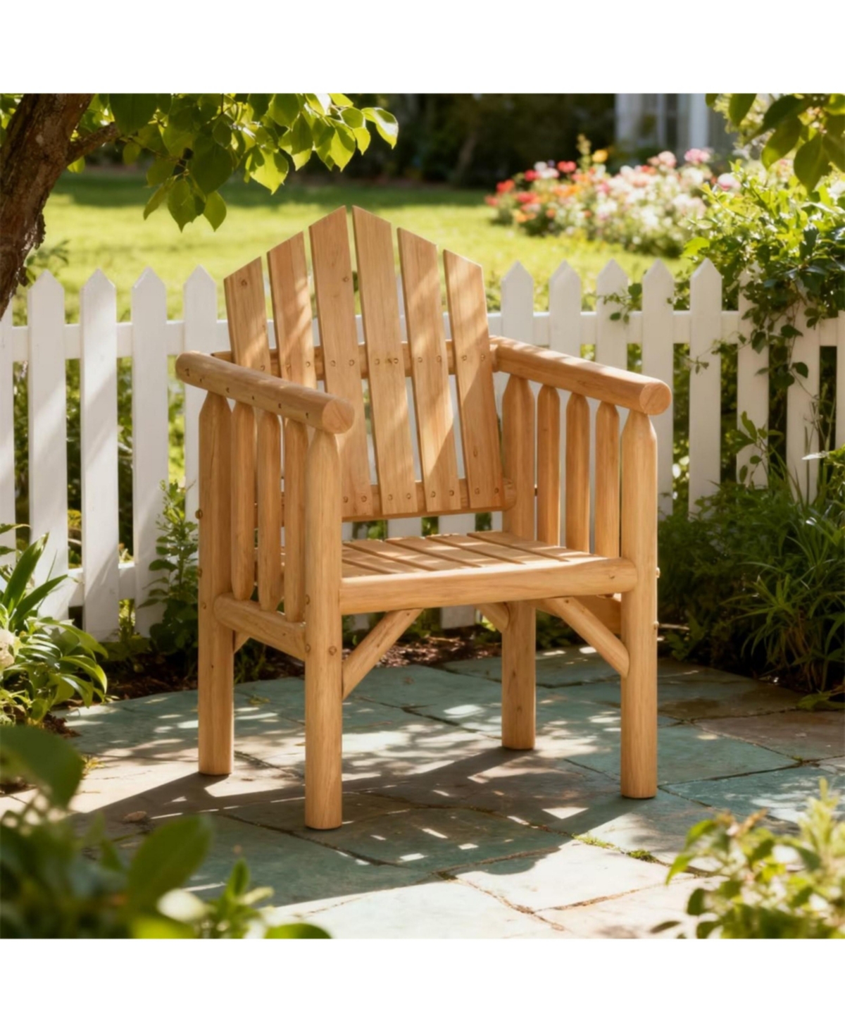 Yiortwo Wooden Patio Armchair with Armrests, Outdoor Dining Chair