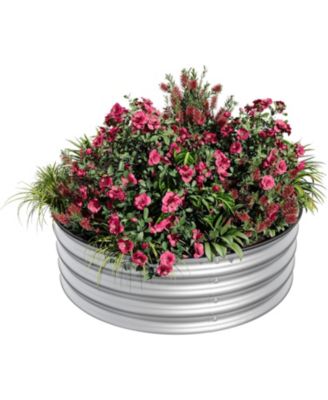 Round Metal Raised Garden Bed 2x1 ft, Galvanized Steel Planter Box, Rustproof Open Bottom, Easy Assembly
