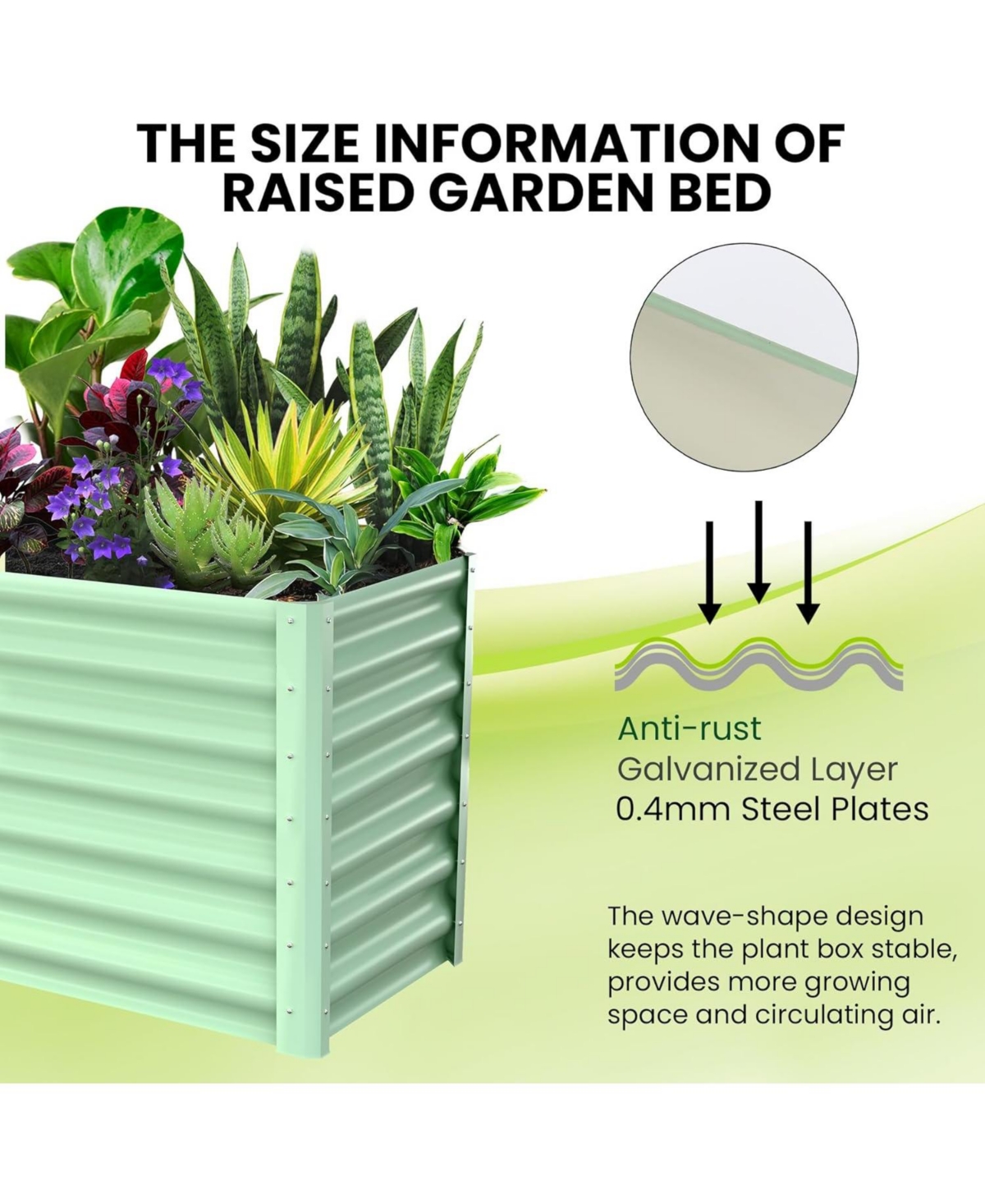 Xo 8x4x2FT Galvanized Raised Garden Bed, Large Metal Planter Box for Vegetables, Flowers and Herbs Rust-Resistant Outdoor Garden Bed