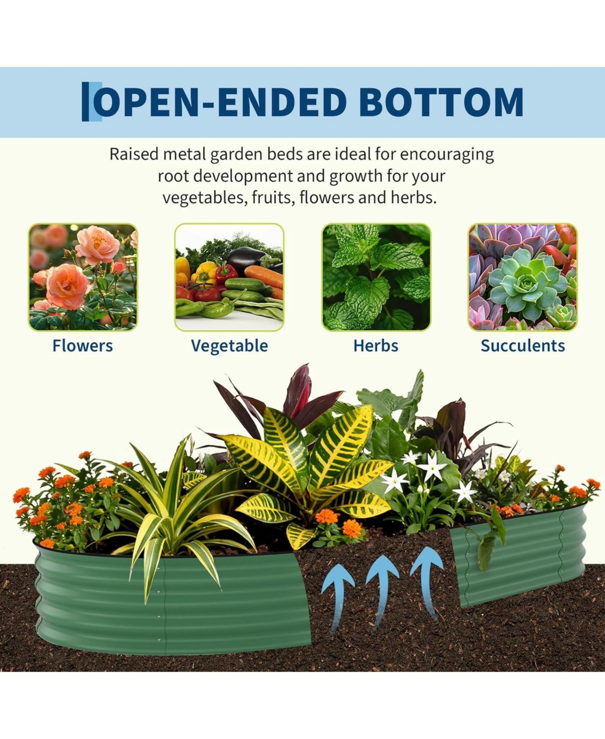 Xo 10x4x1.5FT Galvanized Raised Garden Bed, Metal Planter Box for Vegetables Flowers Herbs