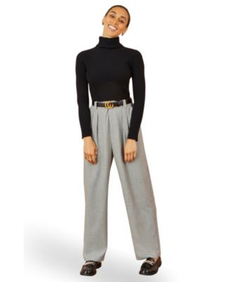 Women's Check Wide Leg Trousers