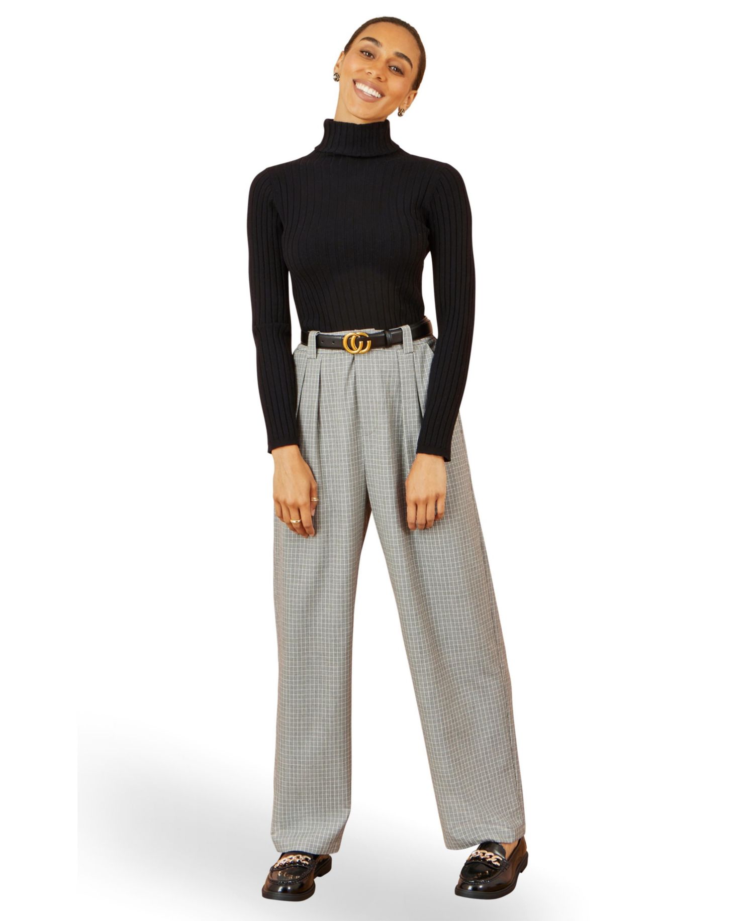 Women's Check Wide Leg Trousers